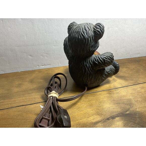 Vintage Teddy Bear Light 7 Inch Bronze and Amber Art Glass Light - Picture 3 of 12